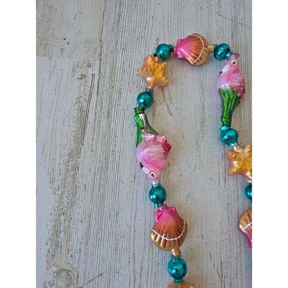 Radko flamingo shell keys Garland RARE vintage Glass Pink glitter gold Xmas tree - Picture 11 of 13